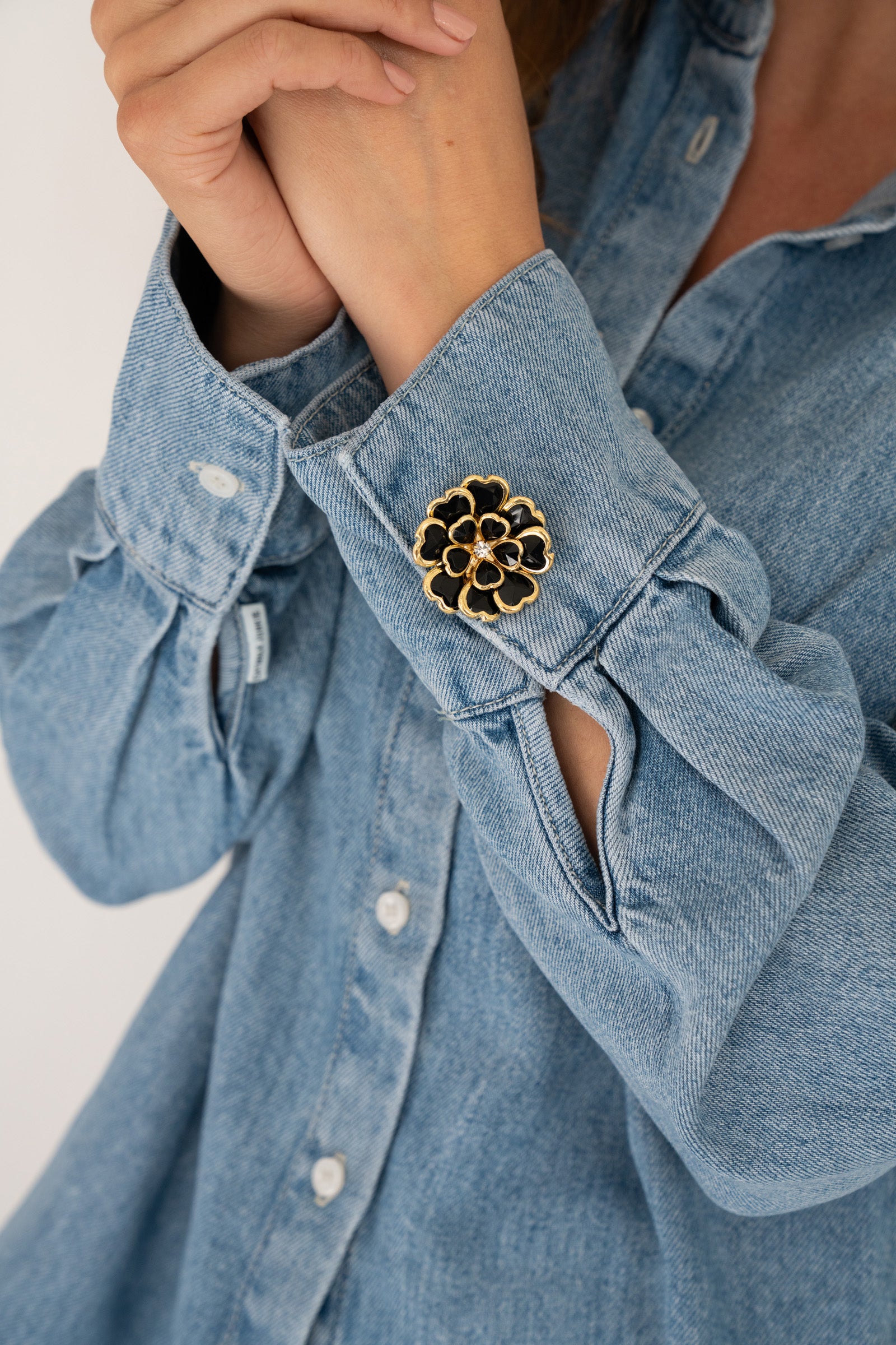Flower button covers zwart