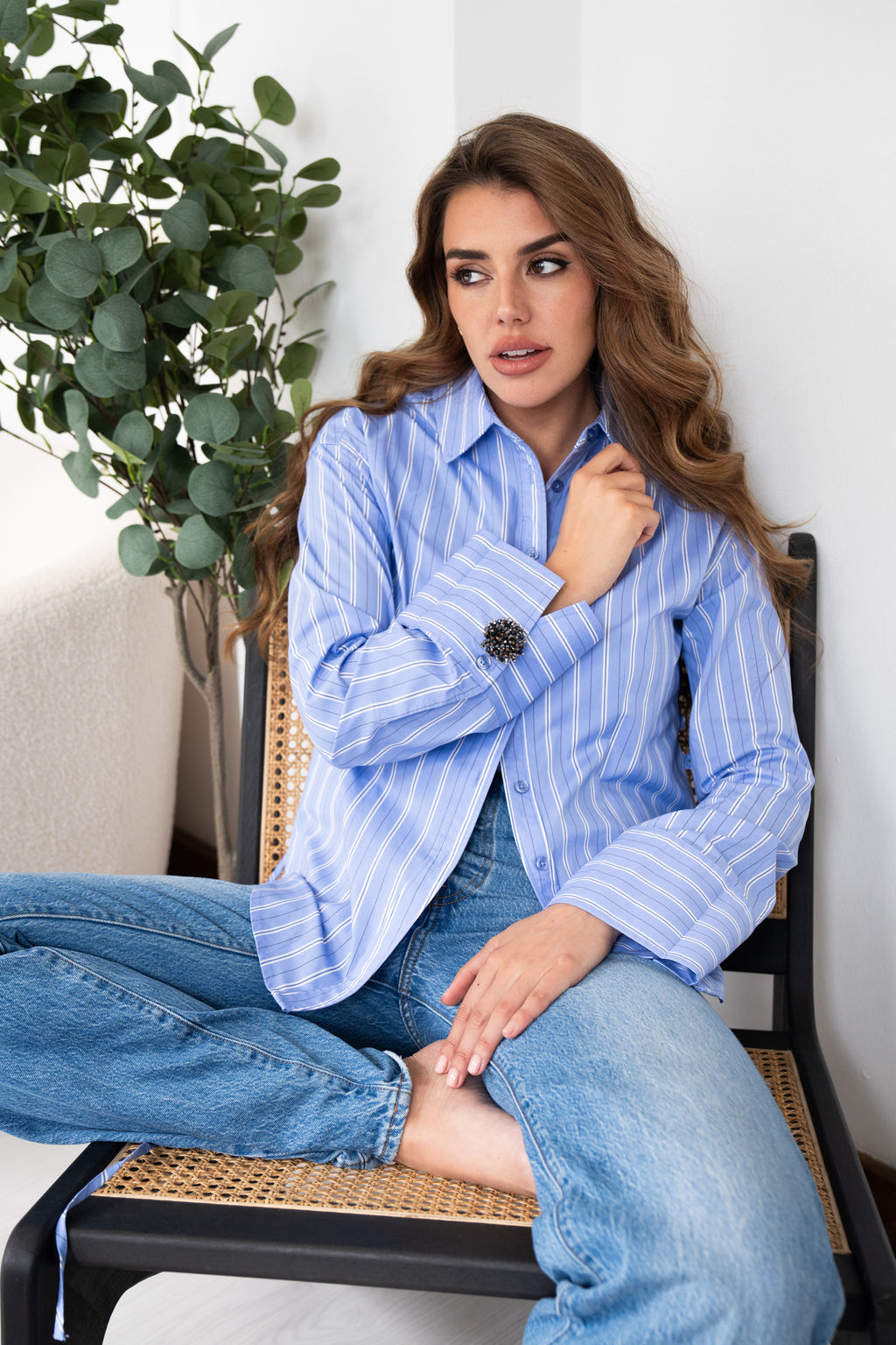 Button cover blauw paars parels