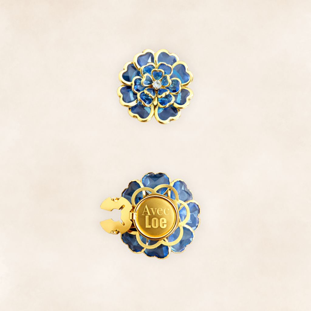 Button covers fleur azur
