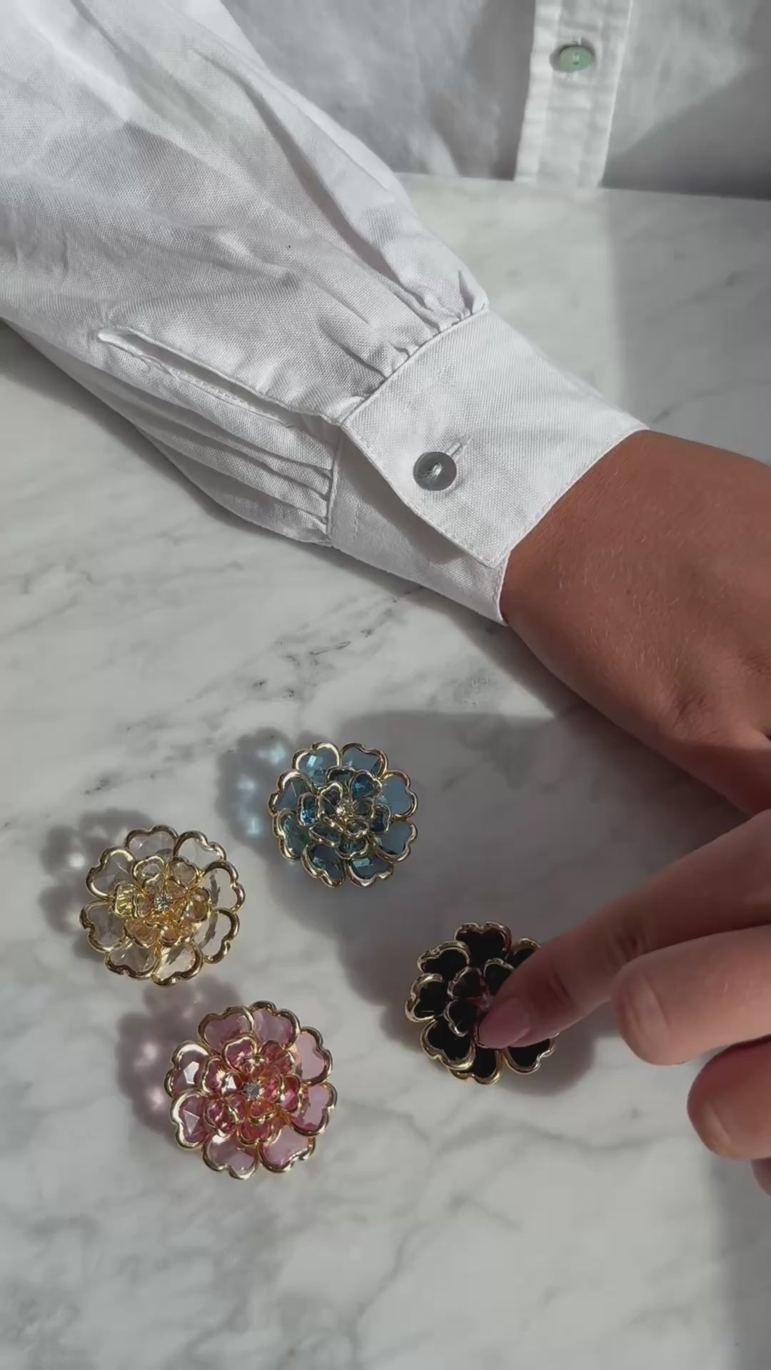 Button Fleur Azur